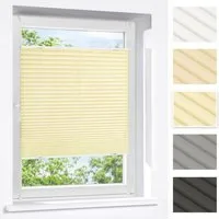 Victoria M. Plissee Praktica Plissee, Polyester, 35 x 100 cm, creme, verdunkelnd, ohne Bohren, klemmen, Klemmfix, Klemmmontage ohne Bohren, seitliche Spannschnur