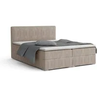 Deine Möbel 24 Boxspringbett LON IV Boxspring Komplettbett Polsterbett Bonellfederkernmatratzen (Cord Beige Creme Grau Dunkelgrau Graphit Schwarz, 1-St., Boxbett Cord Cord-Samt 140x200 160x200 180x200 200x200), inkl. Bettkasten Topper Matratzen H3 H4