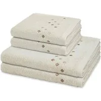 ROSS Handtuch Set Stoneline, Frottee (Spar-Set, 4-St), 2 X Handtuch 2 X Duschtuch im Set - Baumwolle - Saugstark