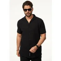 CARISMA Kurzarmhemd im Vintage Summer-Look in Crinkle Optik Herren luftig leichtes Kurzarm Feinstrick Polo-Hemd T-Shirt