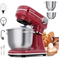 SUNCOK Küchenmaschine Multifunktionale Knetmaschine, 12-Geschwindigkeit, 59 Dezibel. geeignet zum Backen und Kneten von Teig, 1500 W, Elektrische Küchenmaschine,mit 2 Edelstahl-Rührschüsseln 4,5 und 5,5l