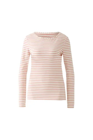 Oui - SUMIKO Langarmshirt rose white - Gr. - 42