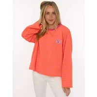 Zwillingsherz Sweatshirt "Perfectly Imperfect" oversize, Streifenmuster, Patch, weite Ärmel, Rundhals