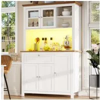 i@home Hochschrank Küchenschrank mit Verstellbaren Ablagen, LED-Beleuchtung, Weiß Hochschrank mit Variable Lichtfarben LED, 104×40×180cm