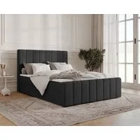 MOEBLO Boxbett BETT 01 BIS (Bonell, Topper, modernes Velours-Design mit Steppung & Stauraum, Doppelbett gepolstertes Kopfteil mit Bettkasten, aus Samt, Polsterbett Kontinentalbett, dekorativem Kopfteil, aus Samt), - (BxHxT):144/164/184x113x223 cm