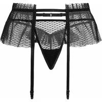 Fiore Strapsgürtel Sensual, Strapsgürtel + String-Tanga aus transparentem Tüll mit Pünktchenmuster