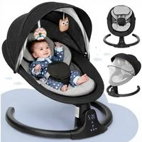 Insma Babywippe elektrisch Babyschaukel 5 Gang Schaukelstuhl Baby bluetooth, 3 Timer (1-tlg), mit bluetooth-Musik, abnehmbarem Kissen, Spielzeug, Batteriekompatibel