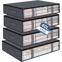 HUGERSTONE Aufbewahrungstasche 4 Stück Unterbett Aufbewahrungsbox,Faltbare Kleidung Aufbewahrung (Set, 4-tlg., 40 L / 75 L), groß Aufbewahrungstasche für Bettdecken Kleidung unters bett