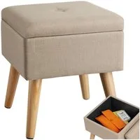 tectake Sitzhocker Schminkhocker Elva gepolstert in Leinenoptik 300kg mit Stauraum, quadratisch