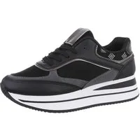 Ital-Design Damen Low-Top Freizeit Sneaker (86188164) Keilabsatz/Wedge Sneakers Low in Schwarz
