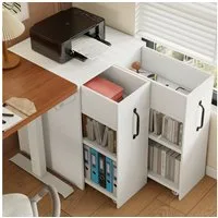 Odikalo Aktenschrank Sideboard Nachttisch Rollen Fächern Schublade Austauschbar Ausziehbar (Aktenschrank auf Rollen 52x50x75 cm - mit Fächern und Schubladen, Aktenschrank aus Holz, links-rechts tauschbar, Einzelschrank voll ausziehbar, mit Absturzsic