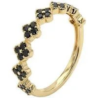 Suzan Gold Goldring 375 Echtgold Noir Clover schwarzer Zirkonia Größe 56