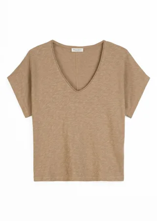 Marc OPolo Casual - T-Shirt regular mit Fledermausärmeln braun - Gr. - S