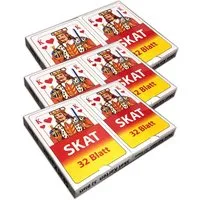 HAC24 Spiel 3er Set Skat Spielkarten Skatblatt Skatkarten Skatspiel Karten, je 2x 32 Blatt