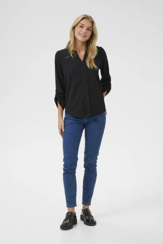 Kurzarm-Bluse Regular fit Black