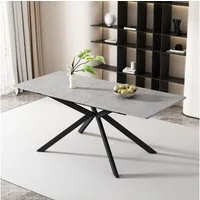 KLAM HOME Esstisch Erweiterbarer Esstisch Mit Automatischem Auszug Und Marmorstruktur (Modernes Kreuzbein Design In Schwarz Und Weiß Für Küche Und Wohnzimmer), Praktischer Multifunktionstisch Als Esstisch Und Couchtisch Nutzbar