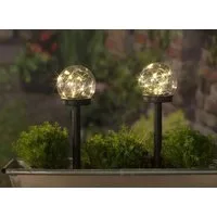 Westfalia Werkzeug LED Kugelleuchte Solar Kugel Set, 10 cm, 2er-Set