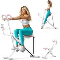 MERACH Bauchtrainer Bauchmuskeltrainer, Rückentrainer mit Tablet-Halter (3 einstellbare Widerstandsbänder, bis 158 kg Heimtrainer, klappbar, 1-St., Platzsparend, verstellbarem Sitz, Armlehne und Lenker, LCD-Monitor), Kniebeugentrainer für Zuhause, Ga