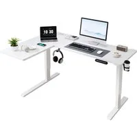 BBWL Computertisch Elektrischer höhenverstellbarer Schreibtisch mit 15 mm P2-Spanplatte (Packung, 2 AC + 2 USB Anschlüssen, Becherhalter & Kopfhörerhaken), 73–118 cm höhenverstellbar