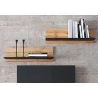 Home Collective Wandregal 2er Set Wandregale 2 Stück je 100cm breit, Wandboard, Schwebe-Regal, für Bücher,Bilder,Deko,dunkles Holz,Wohnzimmer,Schlafzimmer,Esszimmer