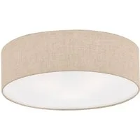 FISCHER & HONSEL LED Deckenleuchte, Dimmfunktion, LED wechselbar, Warmweiß, Designklassiker Stoff-Lampe Decke 40cm Lampenschirm Leinen Beige flach