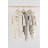Next Schlafoverall 3er-Pack Baby Zebra-Sschlafanzüge aus Baumwolle (3-tlg)