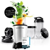 GOURMETmaxx Standmixer Mixer Mr. Magic 10-tlg. 400W silber/schwarz, 400 W, inkl. Zubehör-Set L rot Speisen Smoothies Getränke 3 Mixbecher To-Go
