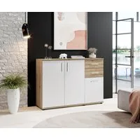 HBZ Kommode BC-Drift-2, Sideboard Stellmaß BxHxT 120x84x35 cm (1 St), Kommode mit 3 Türen, 2 Schubkästen und 1 Einlegeboden
