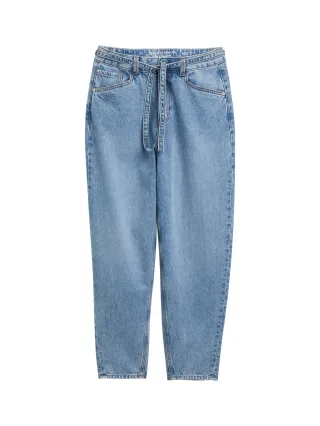 Denim Tom Tailor - TTADEA BARREL Jeans mit Gürtel Used Mid Stone Blue Denim - Gr. - XL
