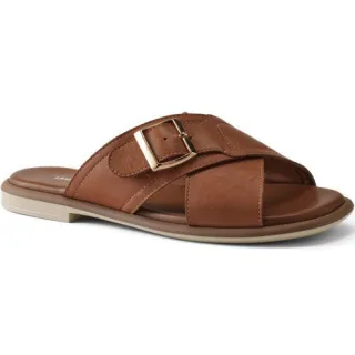 Lederpantoletten für Damen, Damen, size: regular, Blau, Leder, by Lands' End