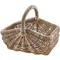 Kobolo Einkaufskorb Korb CLARA mit Henkel aus Rattan in kubu grey