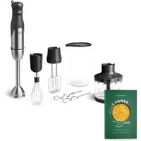 Springlane Stabmixer Set Sam aus Edelstahl inkl. inkl. Pürierstab, Behälter mit Deckel, 800,00 W, Zerkleinerer, Schneebesen, Rühr- & Knethaken, Aufbewahrungstasche