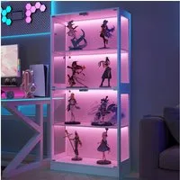 REDOM Vitrine Glas Sammlungsvitrine Transparent (4 Ebenen Stauraum, App-gesteuertes LED-Licht, Push-to-Open Türen, für Figuren & Modelle, 1-St., 80 x 35 x 170cm)