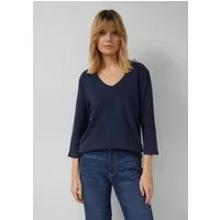 s.Oliver 3/4-Arm-Shirt T-Shirt Jersey-T-Shirt mit Flammgarnstruktur und gerundetem Saum