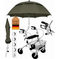 FabaCare Rollator Regenschirm mit Halterung für Rollatoren, Schirm für Gehwagen