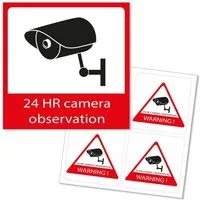 Alecto Hinweisschild AWS-05, (5 St), 24h Kameraüberwachung, Abschreckungssystem, für Zuhause und Büro
