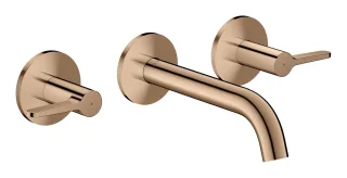 Hansgrohe 3-Loch Waschtischarmatur AXOR One Unterputz Wandm. 160mm Hebelgriff polished red gold, 48 48150300