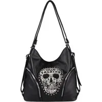 ITALYSHOP24 Rucksack Damen Totenkopf Shopper Tasche XL Rucksacktasche, Schädel