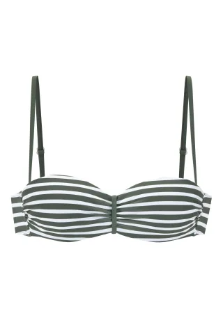 LASCANA - Venice Beach LM exkl. Sport Bügel-Bandeau-Top oliv stripe - Gr. - 38E