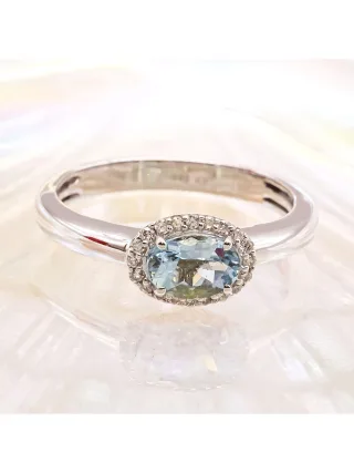 Diamonds by Ellen K. Ring Weißgold 585 mit echtem Aquamarin und 36 Diamanten 0,09ct.