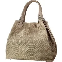 Toscanto Handtasche Toscanto Tasche abstraktes Flechtmuster (Handtasche), Damen Leder Handtasche, Umhängetasche, taupe, beige, braun ca. 31cm
