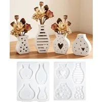 FOUORTUNATE-BEE Silikonform 4-teiliges Mini-Blumenvase Silikonform Set für DIY-Deko, Vielseitige Formen für kleine Blumentöpfe, Vasen und Dekoration