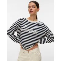 Vero Moda Strickpullover VMAPPLE LS O-NECK PULLOVER BOO mit trendigem "Sunshine" Schriftzug