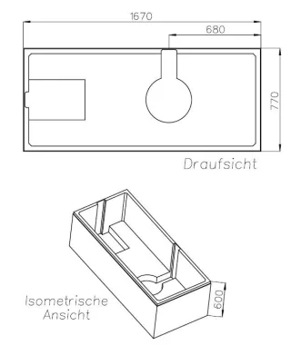 Neuesbad Wannenträger für GKI UNO 2.0 Mittelablaufw. 170x80 SW 85237