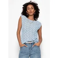 SASSYCLASSY T-Shirt Spitzen-Top für Damen Ärmelloses Top mit floralem Muster und leicht transparentem Stoff