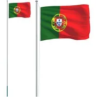 vidaXL Flagge Flagge Portugals mit Mast 6,08 m Aluminium