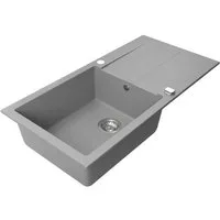 QLS Küchenspüle NELI 100x50 cm, aus Granit mit Abtropffläche + Siphon