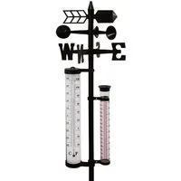 EDCO Garten Wetterstation 145cm Regenmesser Windmesser Thermometer Wetterstation