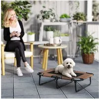 PawHut Tierbett klappbar, mit Netzdesign, atmungsaktiv, Polyester, für kleine und mittelgroße Hunde, Kaffee, Oxford, 75 x 51 x 18 cm