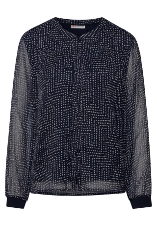 Street One - Gemusterte Chiffon Bluse blau - Gr. - 40